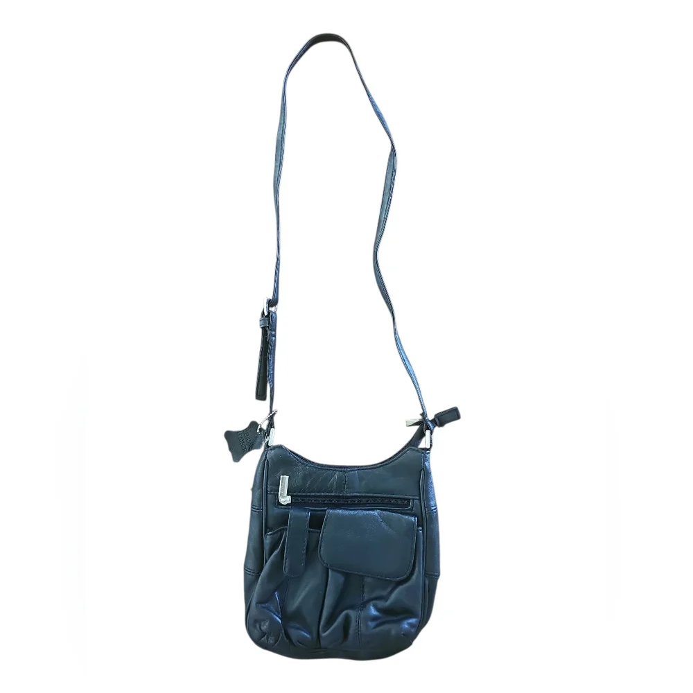 Genuin Leather  Crossbody Purse  Black